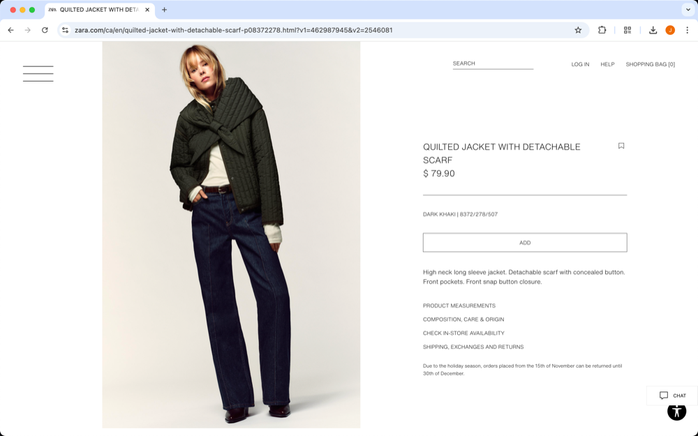 Zara website
